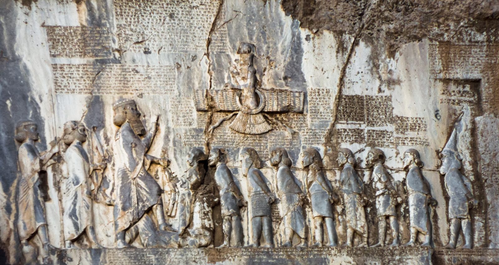The Bisotun inscription of Darius the Great (c. 520 BCE), carved high above the old Silk Road in Kermanshah.