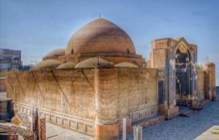 Blue Mosque of Tabriz (1465) — Qara Qoyunlu masterpiece whose cobalt tile fragments still survive.