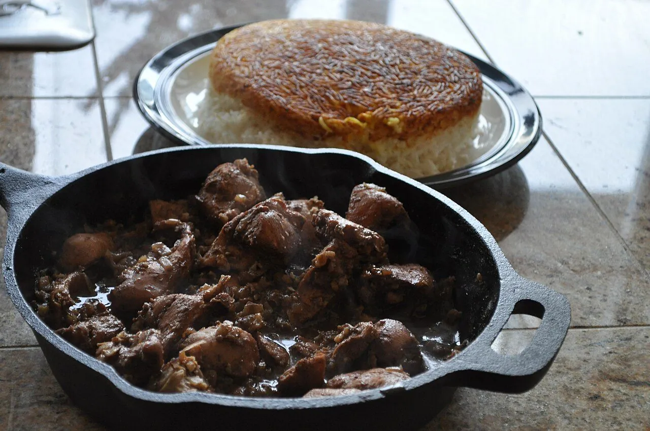 Fesenjān — pomegranate-walnut stew, Caspian origin.