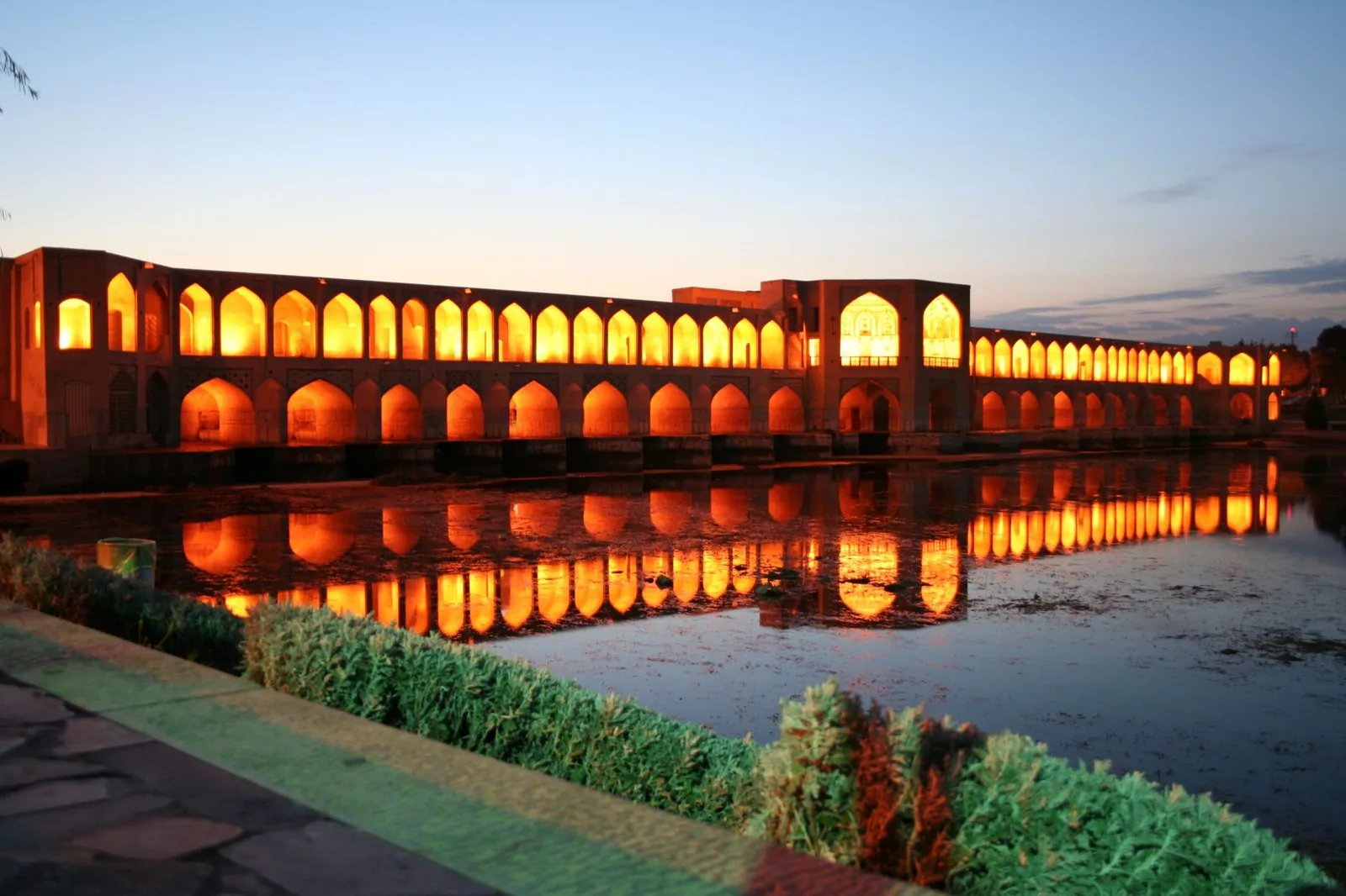Khaju Bridge over the Zayandeh — a Safavid hydraulic masterpiece.