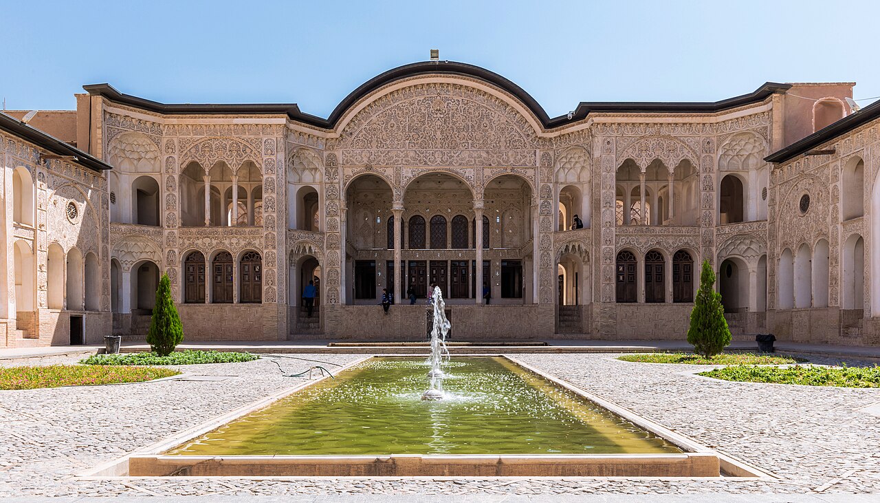 Tabātabāei House, Kashan (1834) — a Qajar courtyard house organised around its own miniature char-bāgh.