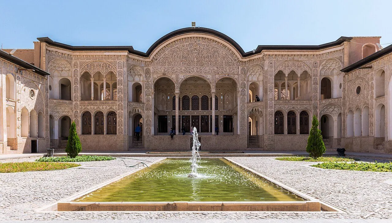Tabatabaei House, Kashan — interior chahar bagh courtyard with central pool.