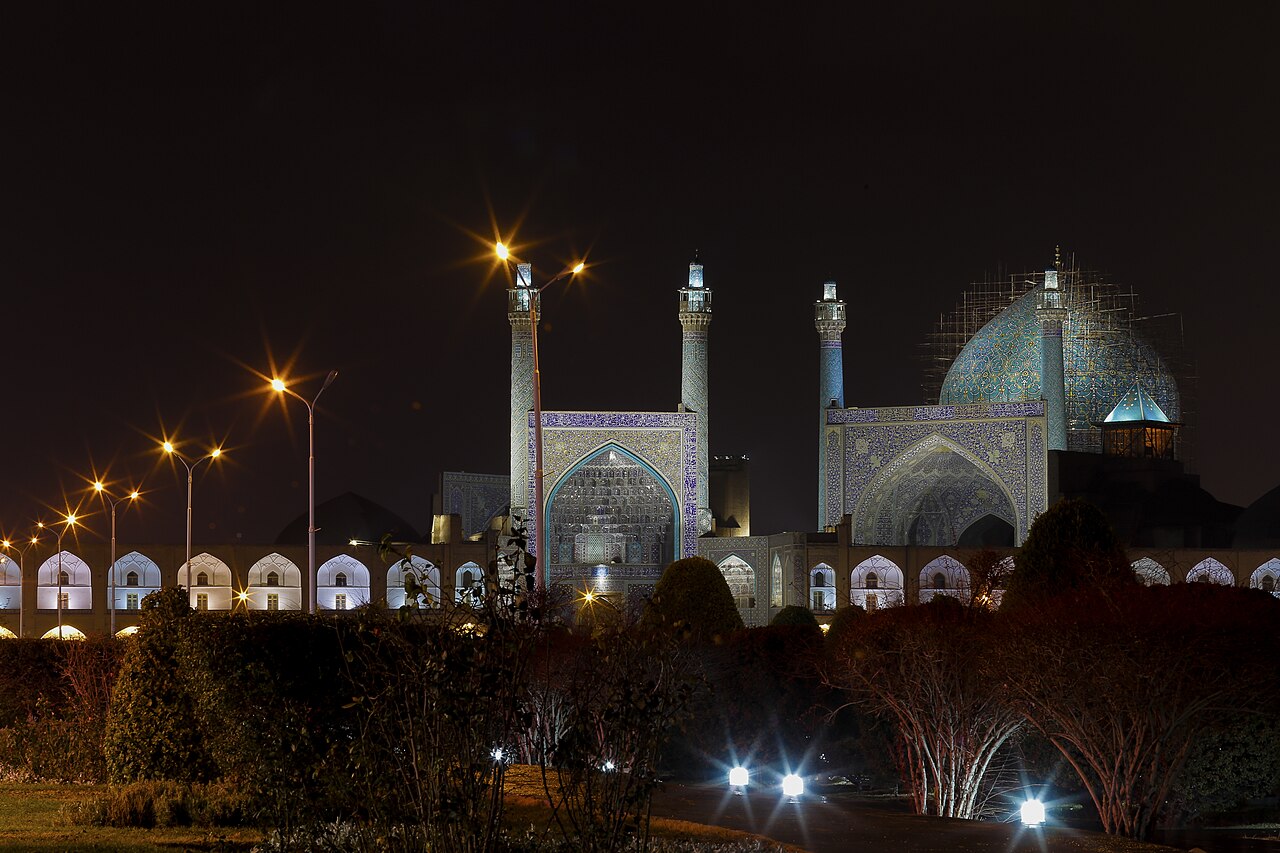 Naqsh-e Jahan Square at twilight, Isfahan — Safavid masterplan inscribed 1979.