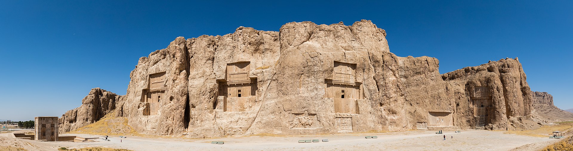 The trilingual inscription of Darius I at Naqsh-e Rostam — the first recorded use of the term that gave Iran its name.