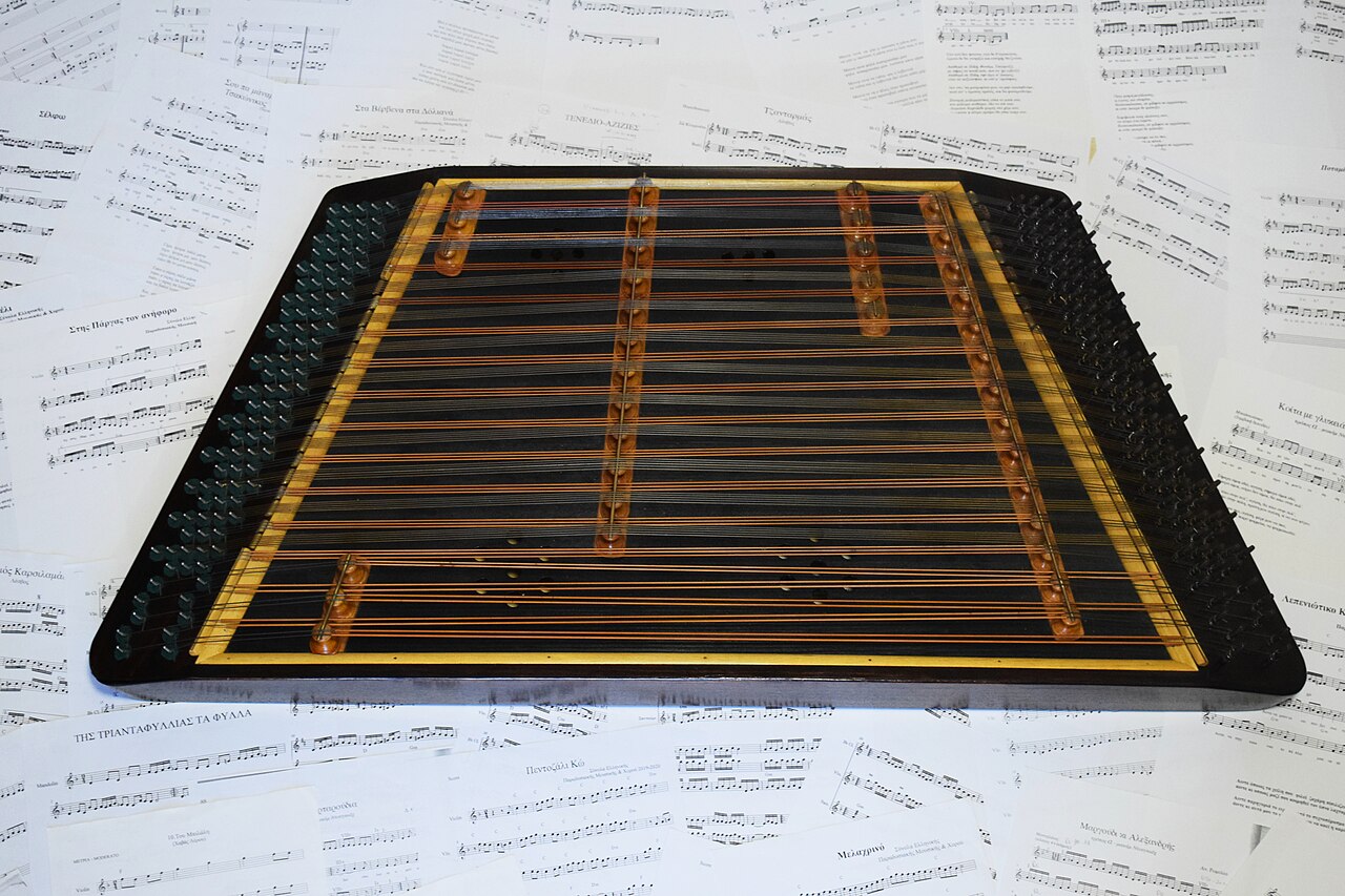Santur — 72 strings struck with light wooden mallets.