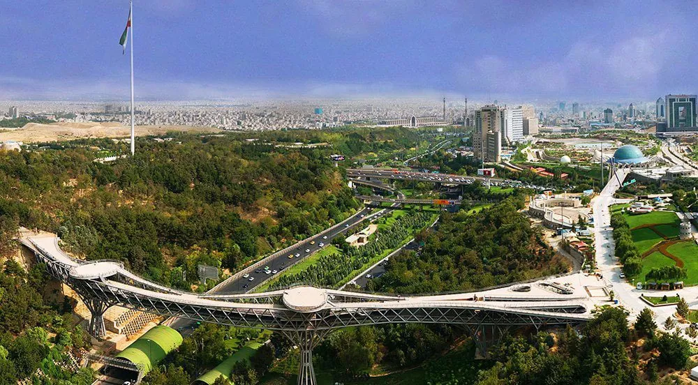 Tabiat Bridge, Tehran (2014) — Leila Araghian's award-winning pedestrian span linking two parks across a city expressway.
