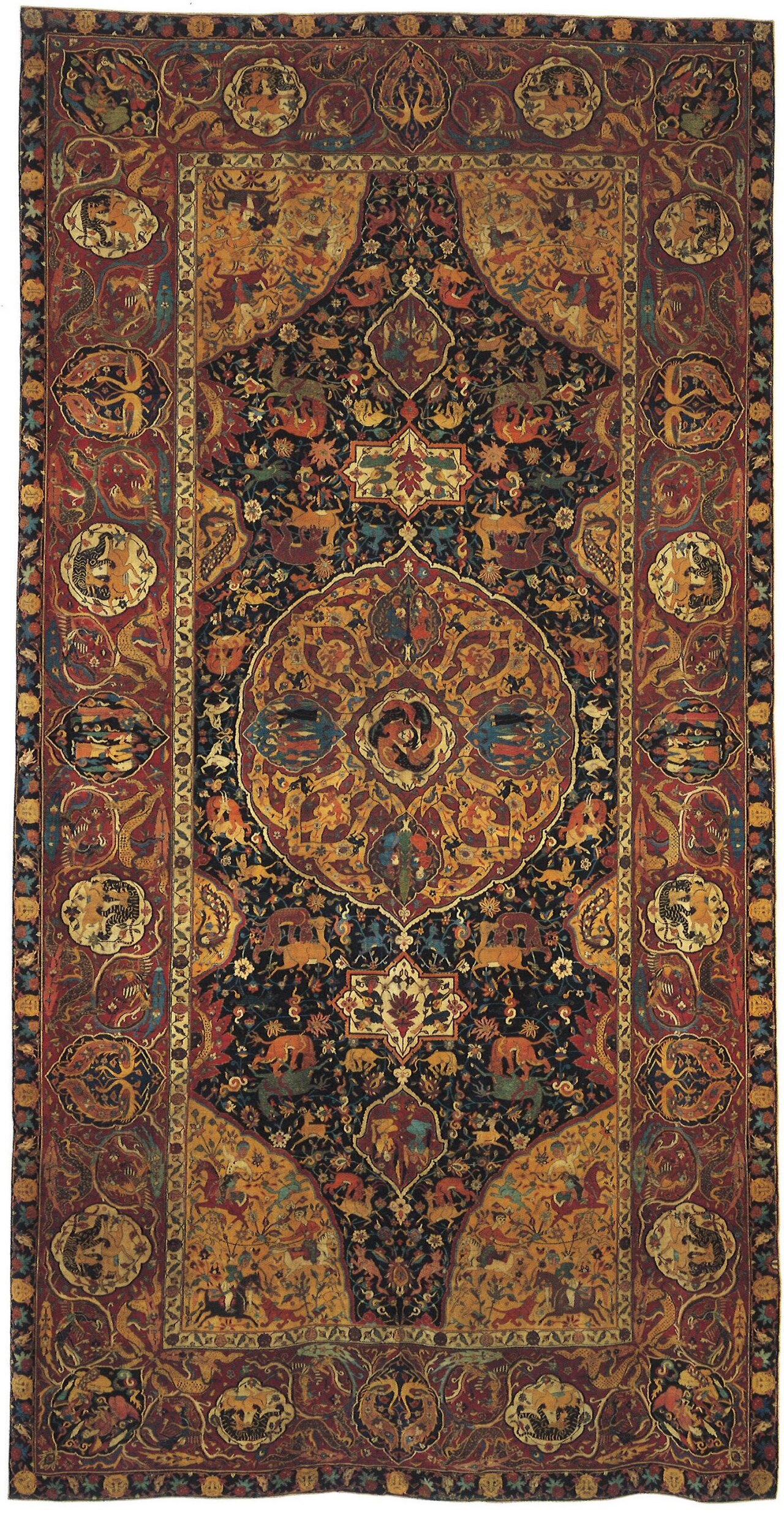 A Sanguszko Safavid medallion carpet, late 16th century.