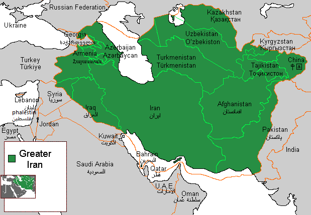 نقشهٔ «ایرانِ بزرگ» — حوزهٔ فرهنگیِ فارسی