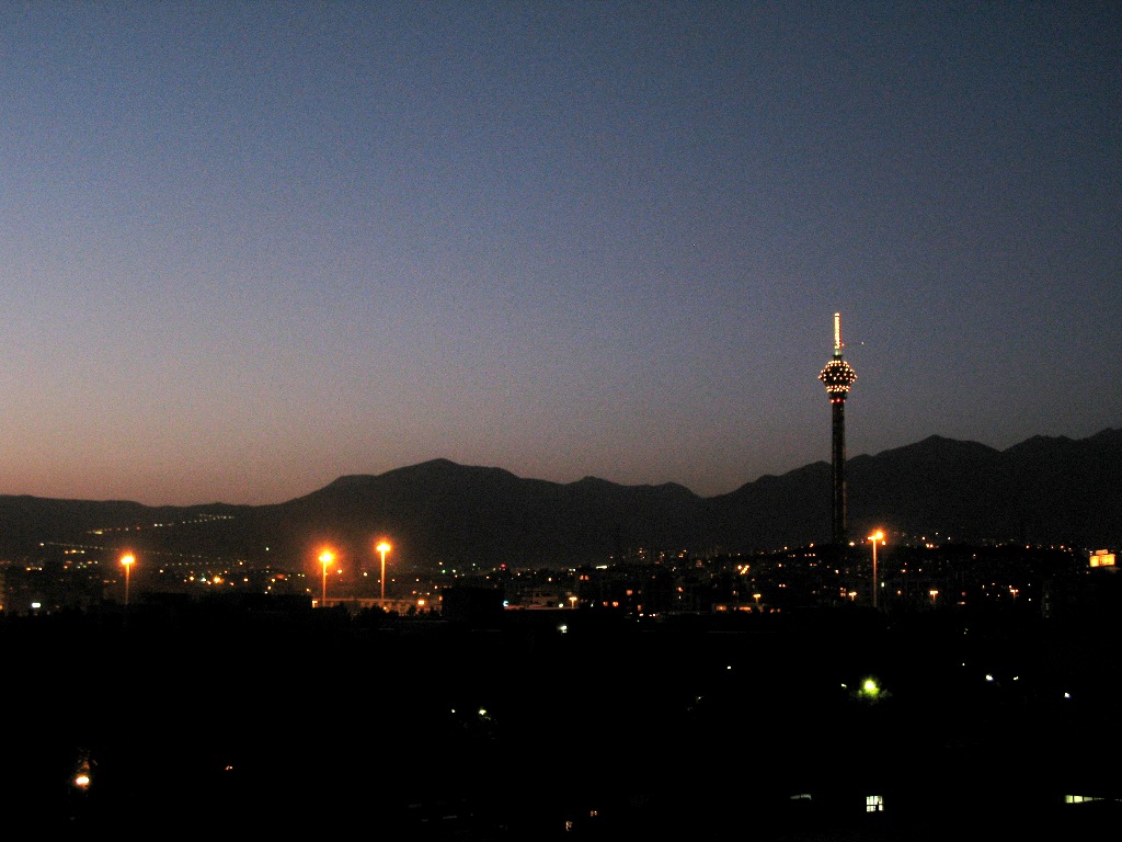Milad Tower (435 m), sixth-tallest telecommunications tower in the world, completed 2007.