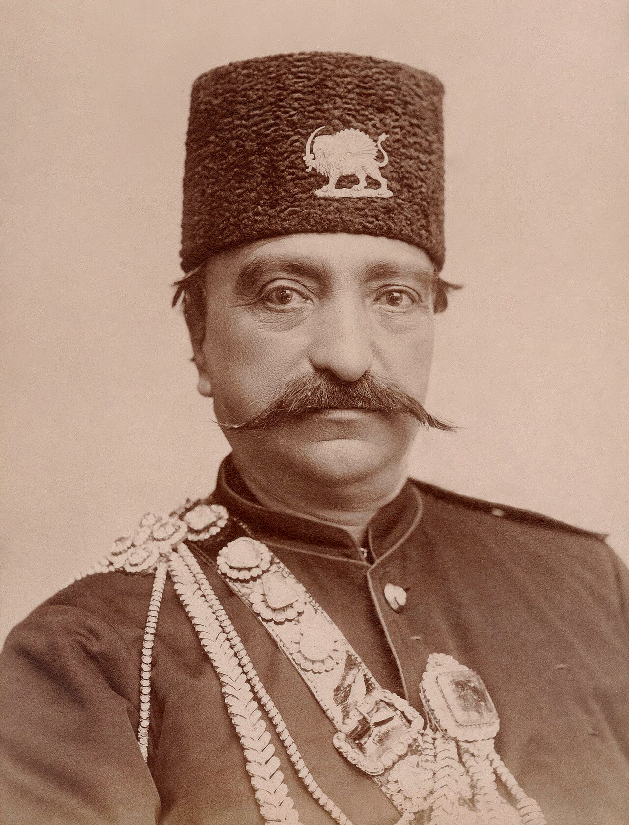Naser al-Din Shah Qajar photographed by Nadar in Paris, 1873.