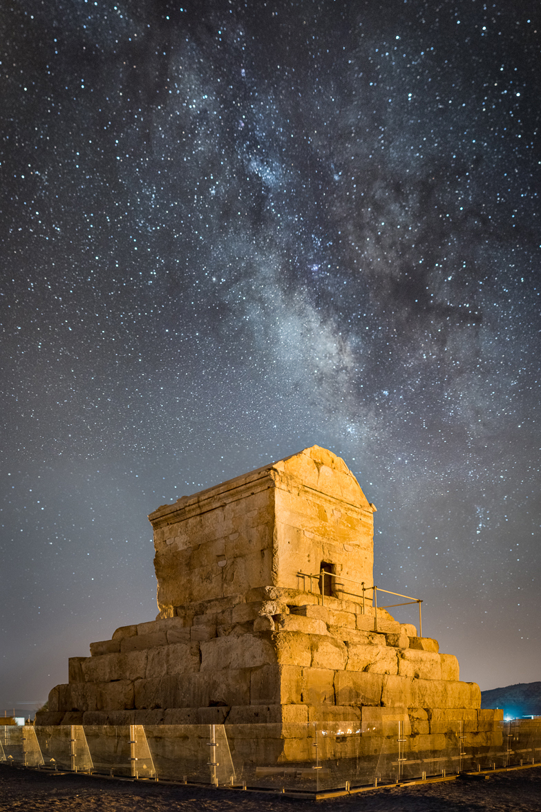 Pasargadae from the air — the royal precinct on the Morghab plain.