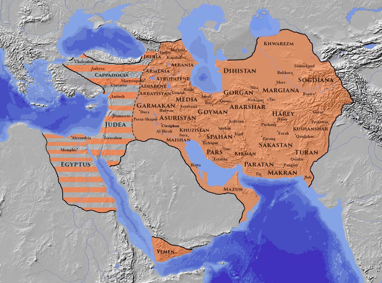 گسترهٔ شاهنشاهیِ ساسانی — «ایران‌شهر»
