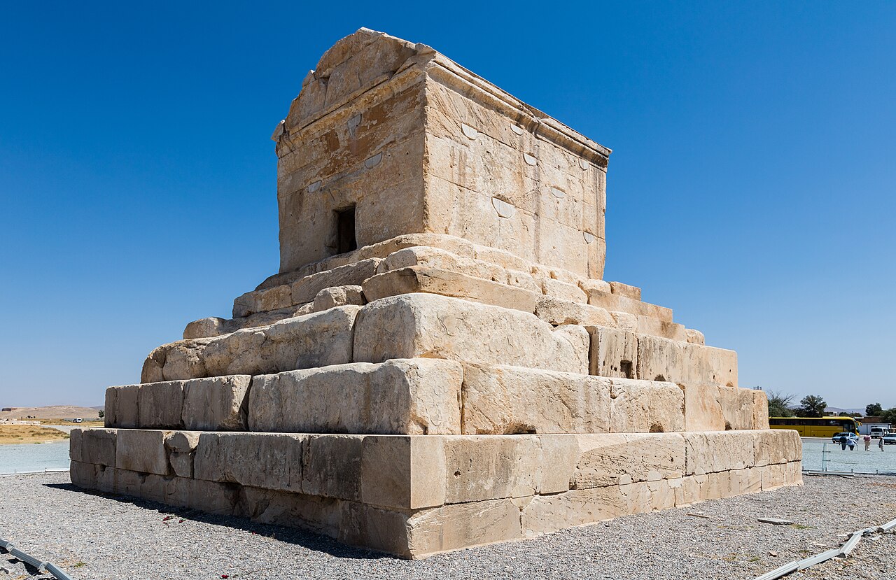 Tomb of Cyrus the Great — a six-stepped gabled chamber in dressed limestone.